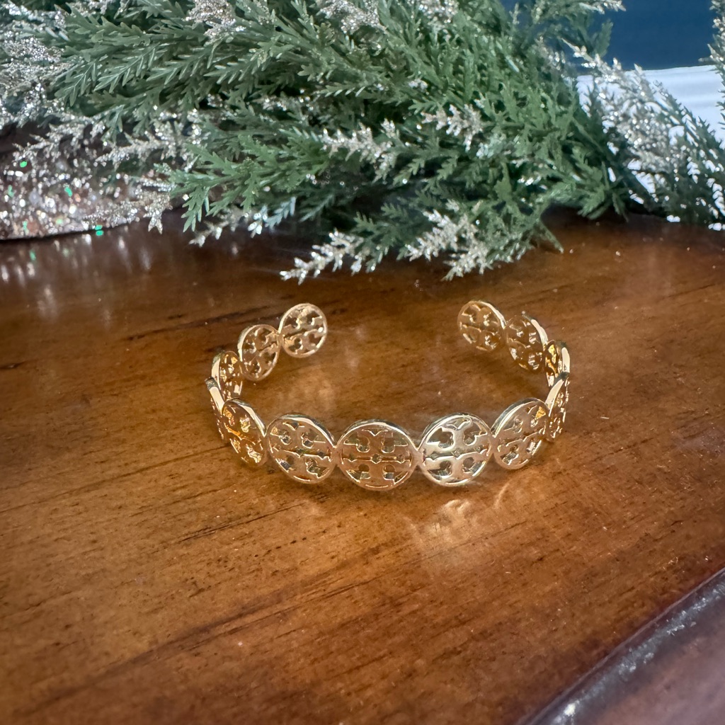 Tory Burch Gold Logo Cuff Open Bracelet $158